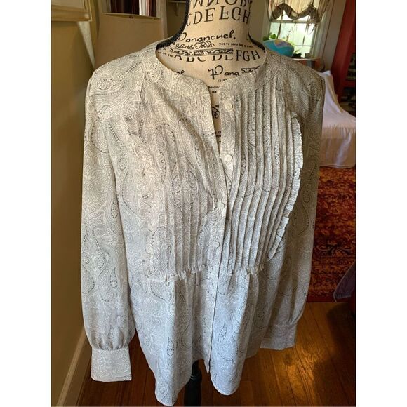 J Crew soft gray paisley print Blouse - Picture 1 of 8